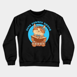 Read Banned Books Kitten Crewneck Sweatshirt